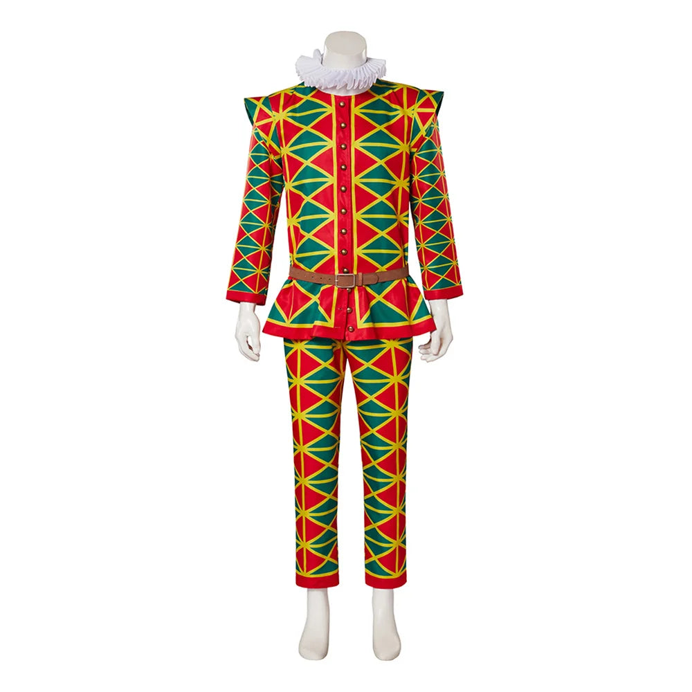 Medieval Gothic Clown Costume - Vintage Victorian Men's Cosplay Suit for Halloween & Themed Parties-Astricos