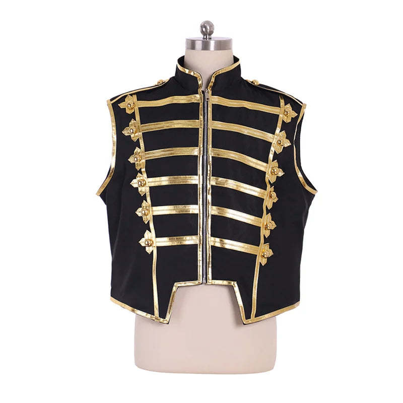 Men's Punk Marching Band Drummer Sleeveless Vest - Military Cosplay Costume | Astricos-Astricos