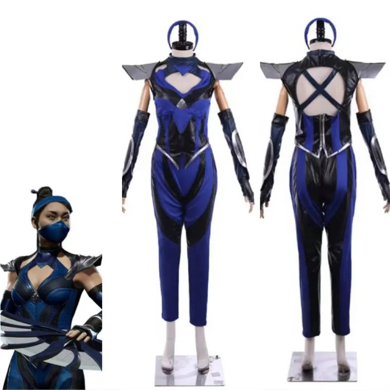 Mortal Kombat 11 Kitana Kahn Cosplay Costume with Face Mask | Princess Kitana Outfit for Women-Astricos