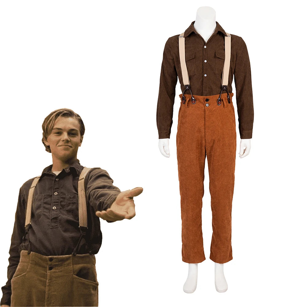 Titanic Jack Dawson Cosplay Costume - Men's Shirt, Overalls & Pants Set for Halloween & Carnival-Astricos