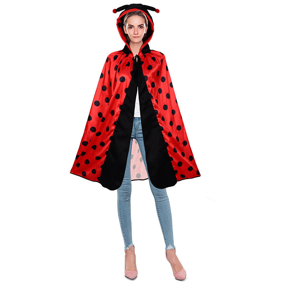 Adult 7-Spot Ladybug Cape - Anime Cosplay Costume & Insect-Themed Roleplay Cloak-Astricos