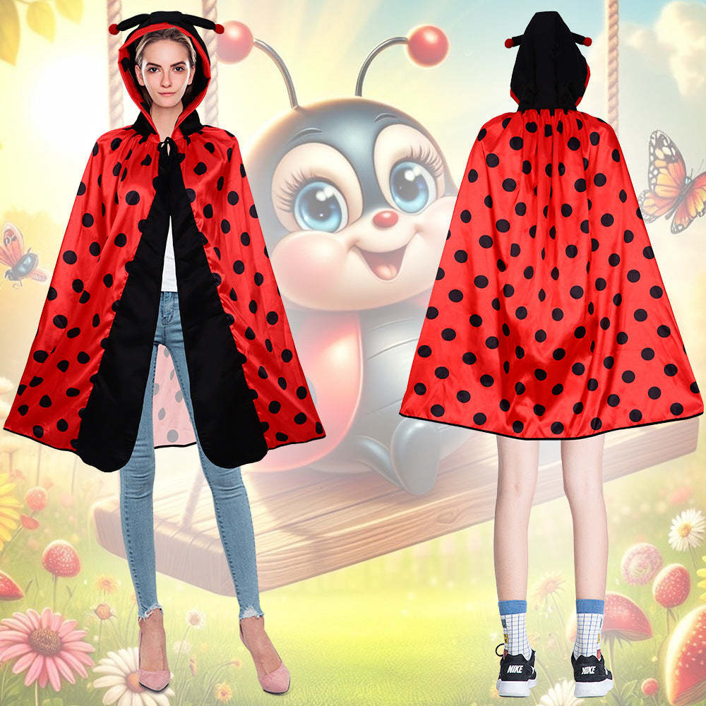 Adult 7-Spot Ladybug Cape - Anime Cosplay Costume & Insect-Themed Roleplay Cloak-Astricos