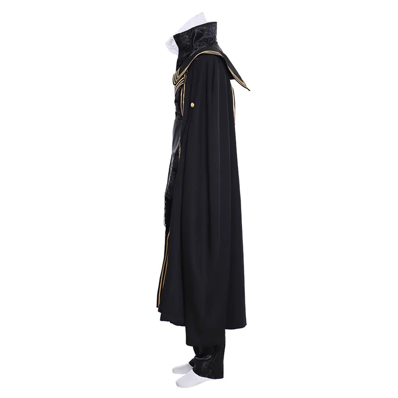 Queen Elizabeth Tudor Black Medieval Cosplay Outfit with Cape | Renaissance Men’s Vintage Costume | Astricos-Astricos