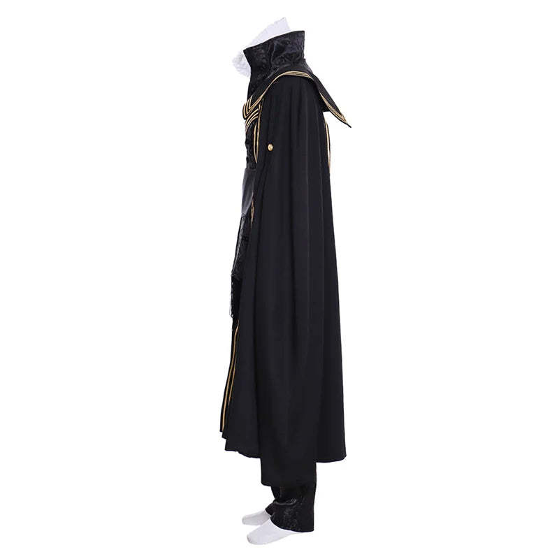 Queen Elizabeth Tudor Black Medieval Cosplay Outfit with Cape | Renaissance Men’s Vintage Costume | Astricos-Astricos
