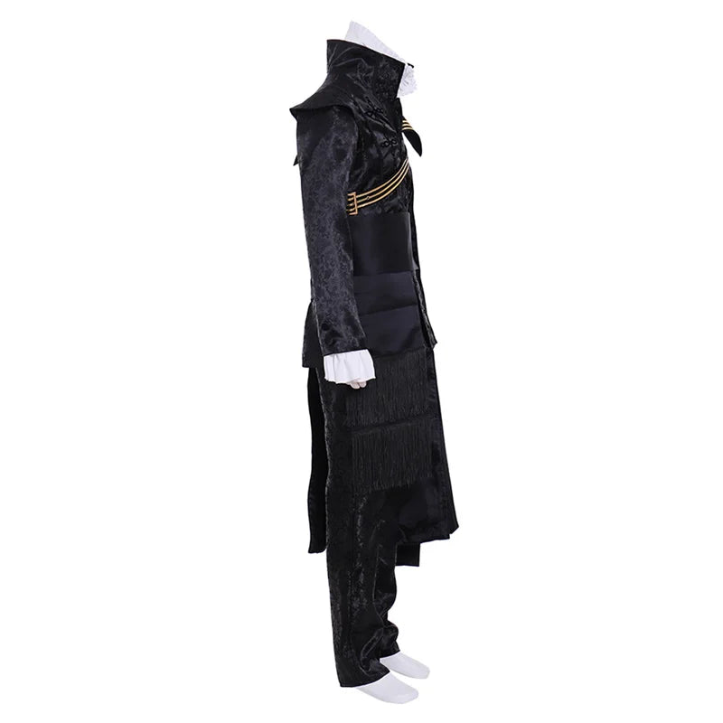 Queen Elizabeth Tudor Black Medieval Cosplay Outfit with Cape | Renaissance Men’s Vintage Costume | Astricos-Astricos