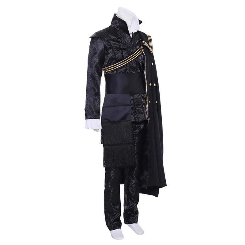 Queen Elizabeth Tudor Black Medieval Cosplay Outfit with Cape | Renaissance Men’s Vintage Costume | Astricos-Astricos