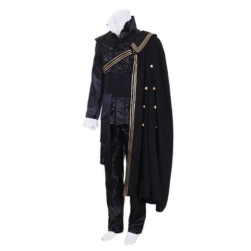 Queen Elizabeth Tudor Black Medieval Cosplay Outfit with Cape | Renaissance Men’s Vintage Costume | Astricos-Astricos