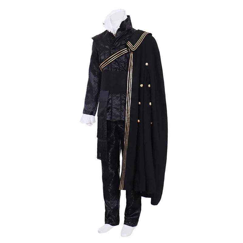 Queen Elizabeth Tudor Black Medieval Cosplay Outfit with Cape | Renaissance Men’s Vintage Costume | Astricos-Astricos