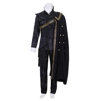 Queen Elizabeth Tudor Black Medieval Cosplay Outfit with Cape | Renaissance Men’s Vintage Costume | Astricos-Astricos