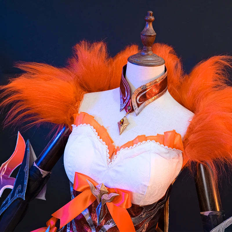 LOL Western Magic Shadow Evelynn Cosplay Costume - High Noon Evelynn Orange Dress for Women-Astricos