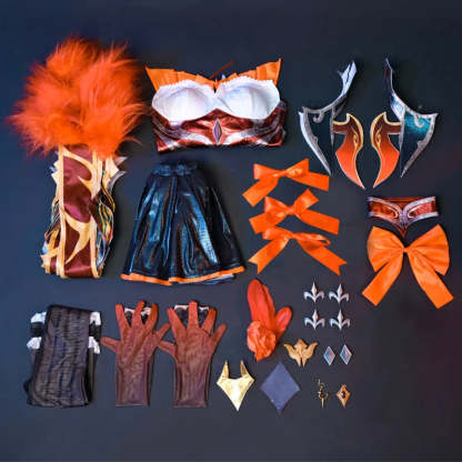 LOL Western Magic Shadow Evelynn Cosplay Costume - High Noon Evelynn Orange Dress for Women-Astricos