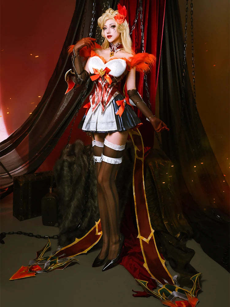 LOL Western Magic Shadow Evelynn Cosplay Costume - High Noon Evelynn Orange Dress for Women-Astricos