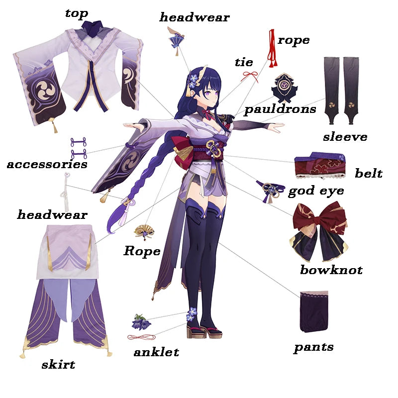 Genshin Impact Baal Raiden Shogun Cosplay Costume - Authentic Halloween Outfit for Women-Astricos