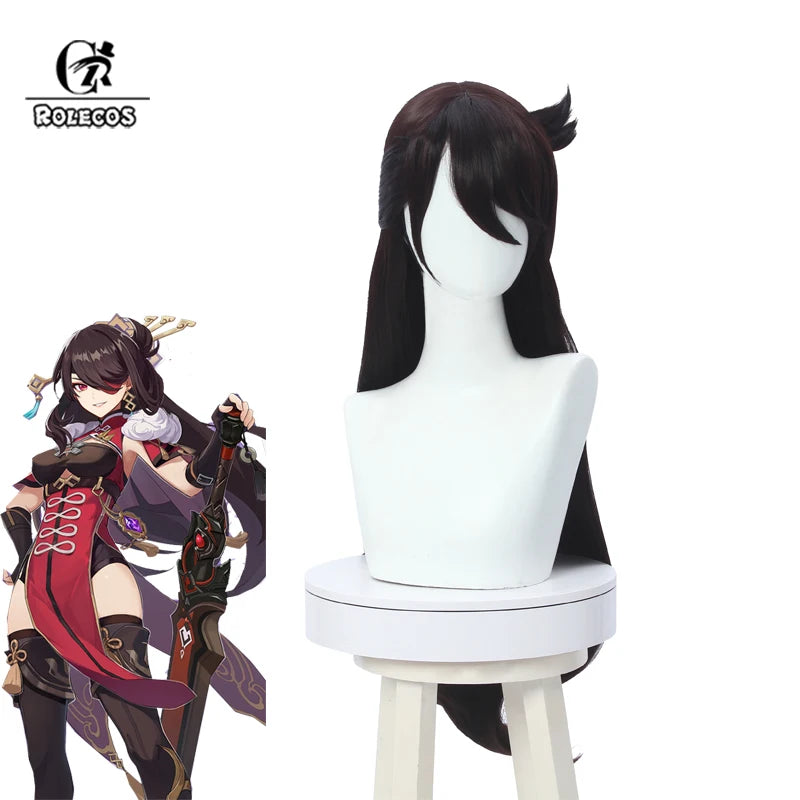 Genshin Impact Beidou Cosplay Wig - 80cm Long Brown Synthetic Hair for Women-Astricos