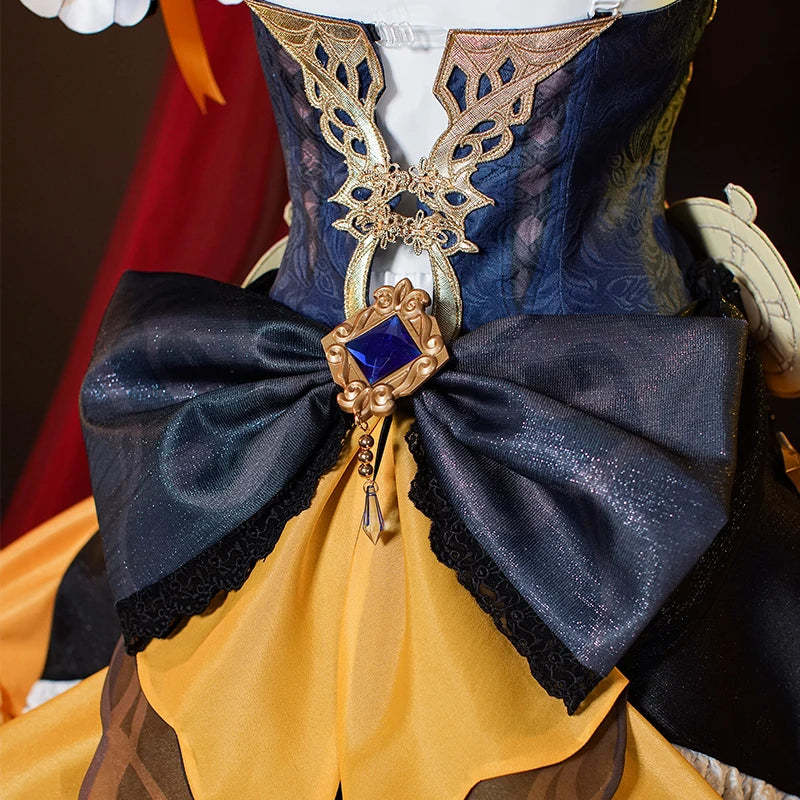 Genshin Impact Fontaine Navia Cosplay Costume - Spina di Rosula Steampunk Dress with Hat-Astricos