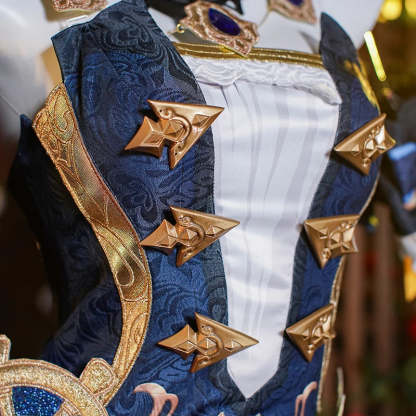 Genshin Impact Fontaine Navia Cosplay Costume - Spina di Rosula Steampunk Dress with Hat-Astricos