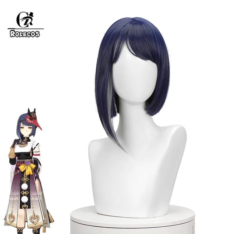Genshin Impact Kujou Sara Cosplay Wig - 35cm Short Straight Heat Resistant Synthetic Hair-Astricos