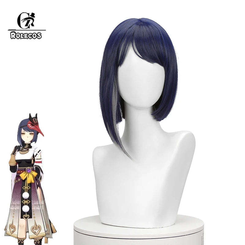 Genshin Impact Kujou Sara Cosplay Wig - 35cm Short Straight Heat Resistant Synthetic Hair-Astricos