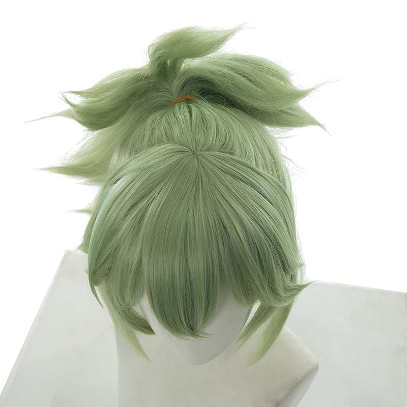 Genshin Impact Kuki Shinobu Green Straight Cosplay Wig – 40cm Heat Resistant-Astricos