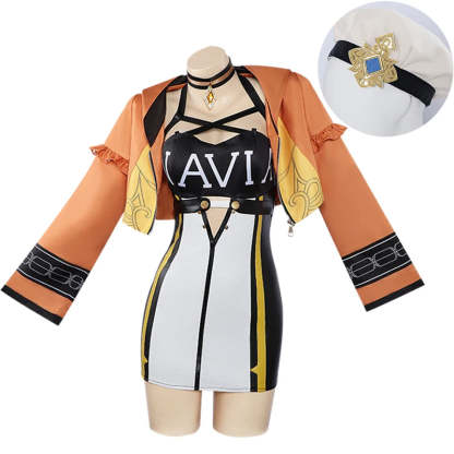Genshin Impact Navia Cosplay Costume - Sexy Angel Racing Suit with Hat | Astricos-Astricos
