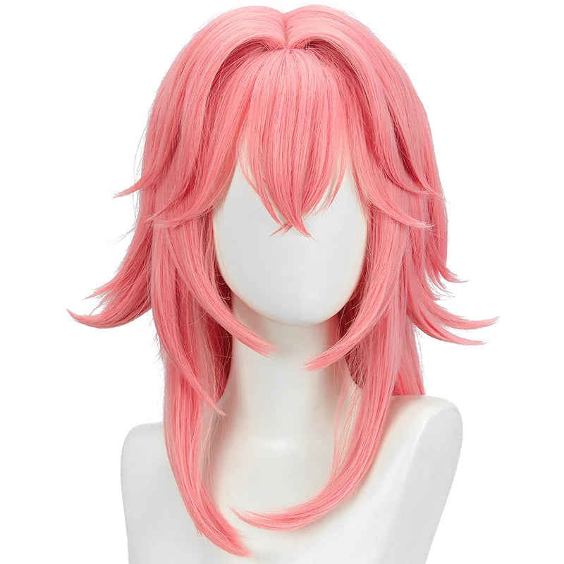 Genshin Impact Yae Miko Cosplay Wig - 80cm Long Pink Straight Heat Resistant Synthetic Hair-Astricos