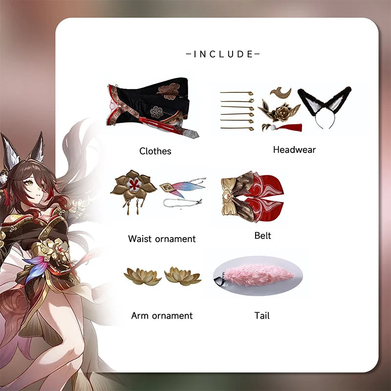 Honkai Star Rail Fugue Tingyun Cosplay Costume - Ancient Style Fox Tails Women's Dress for Halloween-Astricos