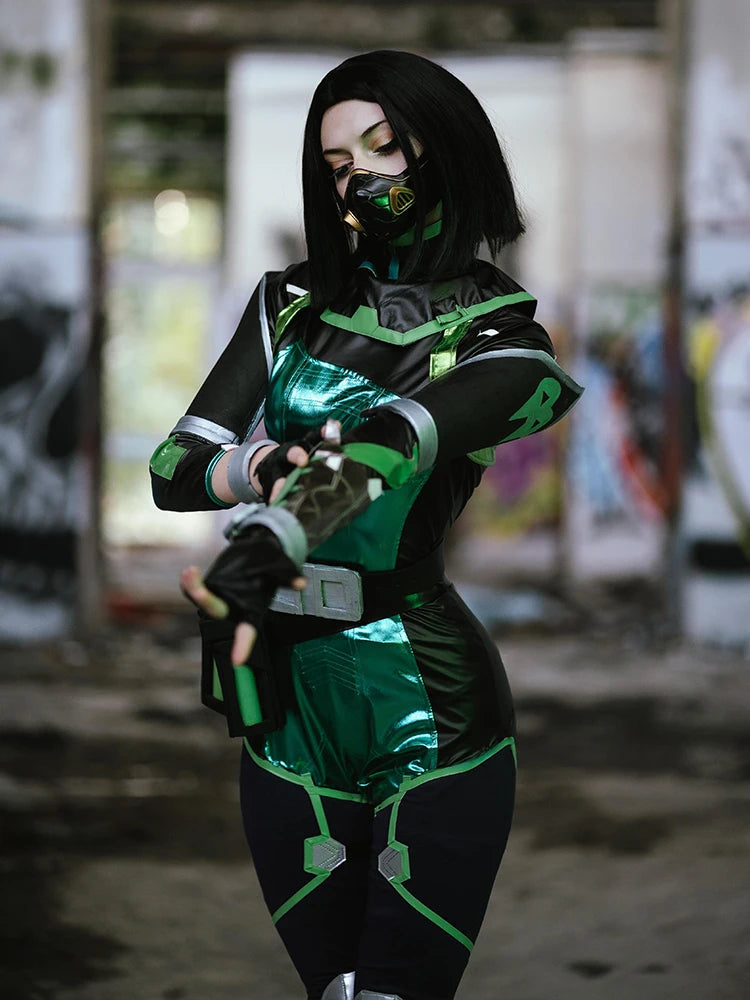 Viper Cosplay Costume from Valorant - Green Women's Combat Uniform | Astricos-Astricos