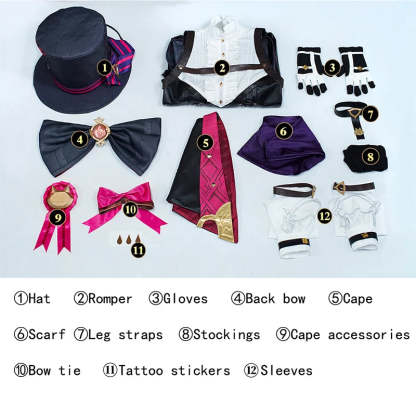 Genshin Impact Twins Lyney Magic Hat Trick Cosplay Costume for Women - Halloween & Cosplay Outfit-Astricos