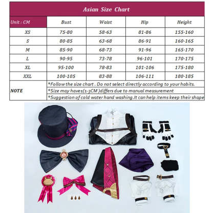 Genshin Impact Twins Lyney Magic Hat Trick Cosplay Costume for Women - Halloween & Cosplay Outfit-Astricos