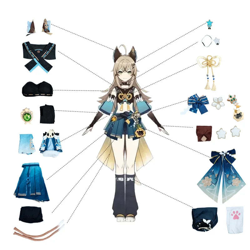 Genshin Impact Kirara Cat Style Uniform Cosplay Costume for Women - Halloween & Cosplay-Astricos