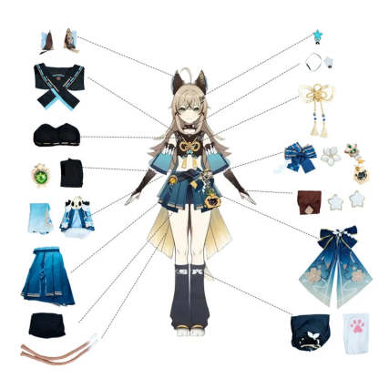 Genshin Impact Kirara Cat Style Uniform Cosplay Costume for Women - Halloween & Cosplay-Astricos