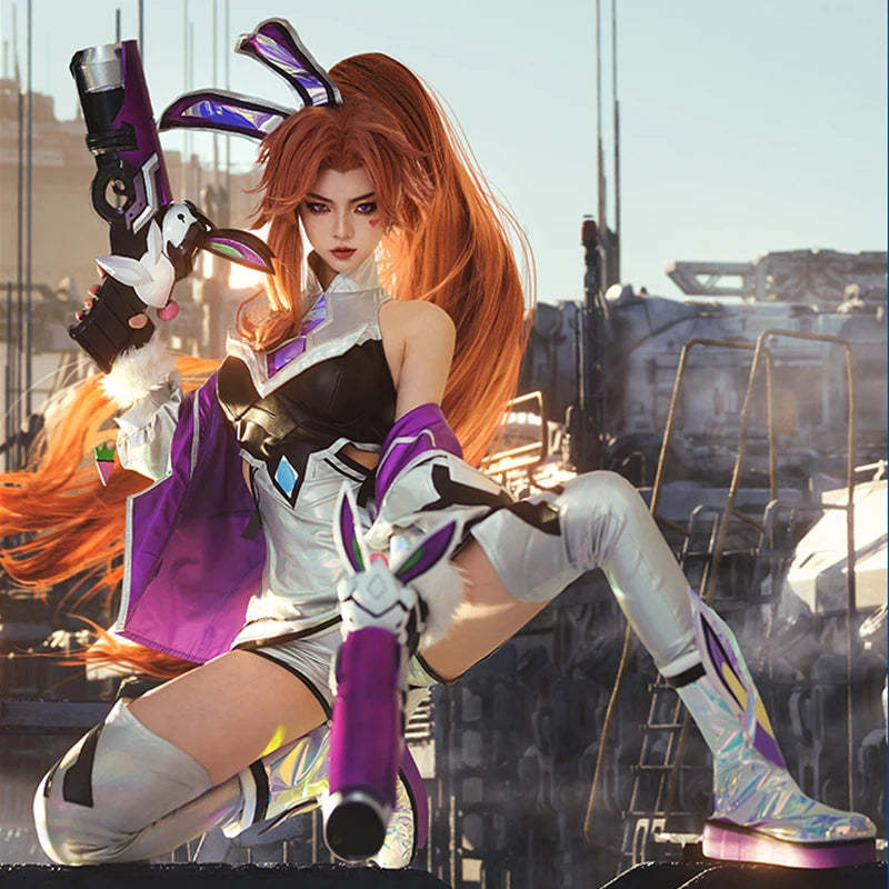 Sexy LOL Battle Bunny Miss Fortune Cosplay Costume - Women's Game Dress with Stockings-Astricos