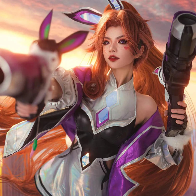 Sexy LOL Battle Bunny Miss Fortune Cosplay Costume - Women's Game Dress with Stockings-Astricos