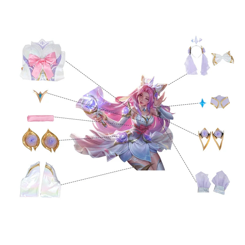 LOL Crystal Rose Seraphine Cosplay Costume - Authentic Game Design Outfit for Halloween & Events-Astricos