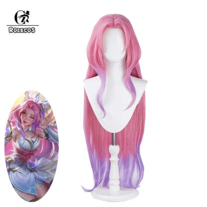 LOL Crystal Rose Seraphine 85cm Long Gradient Cosplay Wig for Women - Heat Resistant-Astricos