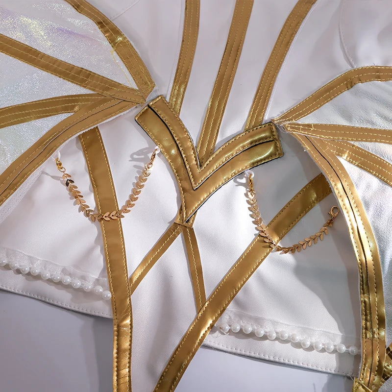 Elementalist Lux Cosplay Costume Full Set - League of Legends LOL Lux Skin Women's White Evening Dress for Halloween-Astricos