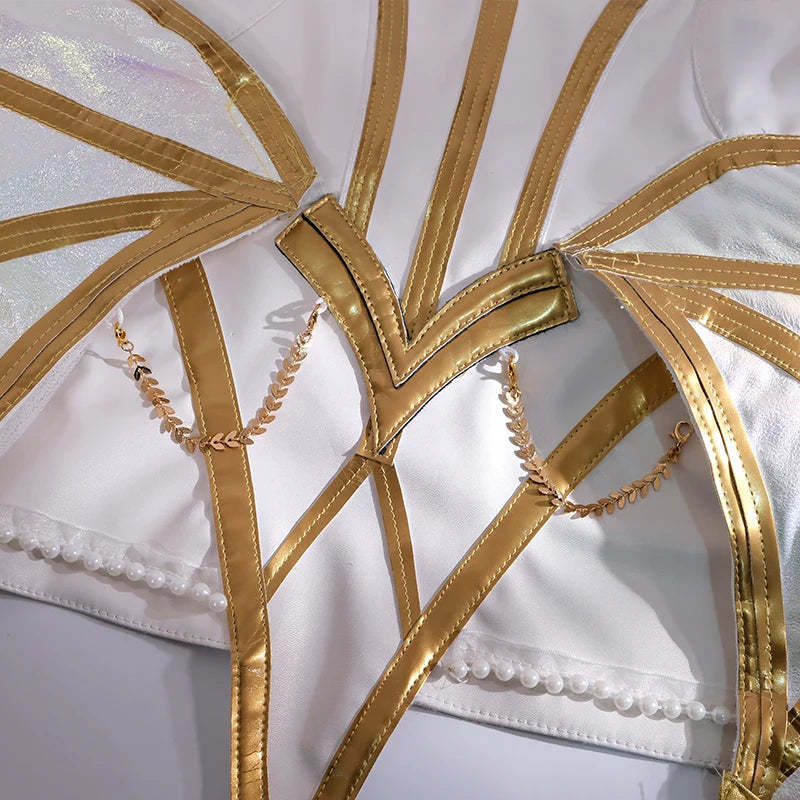 Elementalist Lux Cosplay Costume Full Set - League of Legends LOL Lux Skin Women's White Evening Dress for Halloween-Astricos