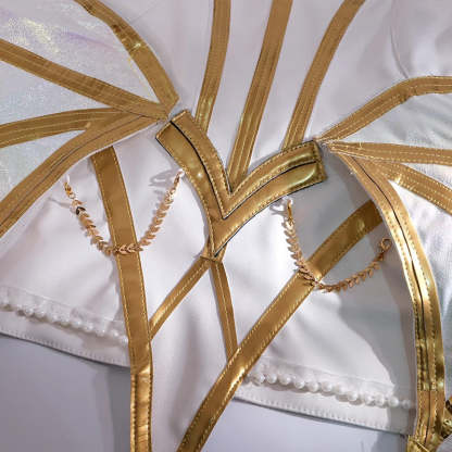 Elementalist Lux Cosplay Costume Full Set - League of Legends LOL Lux Skin Women's White Evening Dress for Halloween-Astricos