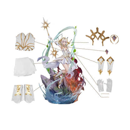 Elementalist Lux Cosplay Costume Full Set - League of Legends LOL Lux Skin Women's White Evening Dress for Halloween-Astricos