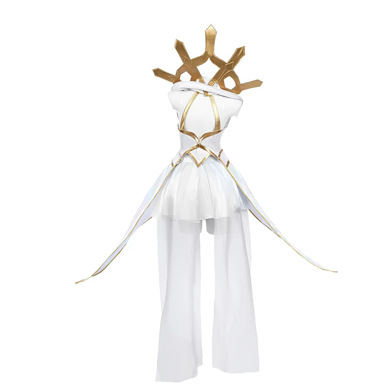 Elementalist Lux Cosplay Costume Full Set - League of Legends LOL Lux Skin Women's White Evening Dress for Halloween-Astricos