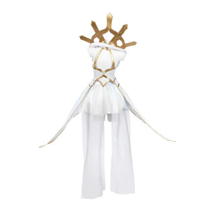 Elementalist Lux Cosplay Costume Full Set - League of Legends LOL Lux Skin Women's White Evening Dress for Halloween-Astricos
