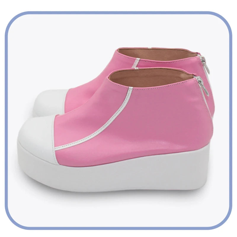 LOL HEARTSTEEL Alune Cosplay Shoes - Pink Flat Thick Sole Women's Zipper Casual Shoes for Party & Halloween-Astricos