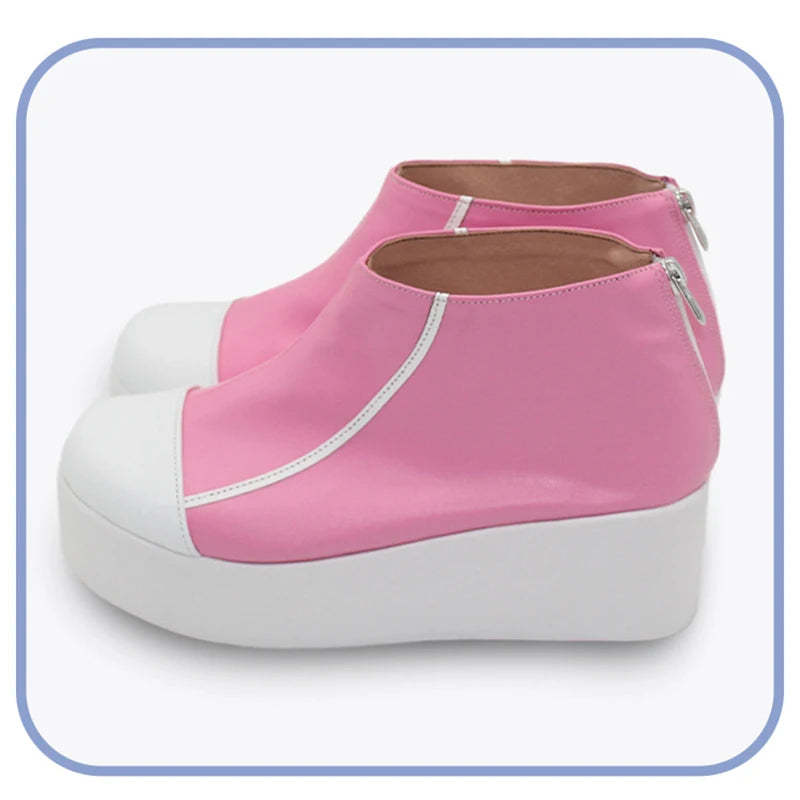 LOL HEARTSTEEL Alune Cosplay Shoes - Pink Flat Thick Sole Women's Zipper Casual Shoes for Party & Halloween-Astricos