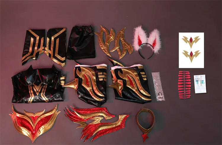 LOL Immortalized Legend Ahri Cosplay Costume - Nine Tailed Demon Fox Outfit for Halloween & Conventions-Astricos