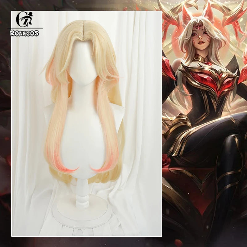 LOL Immortalized Legend Ahri Cosplay Wig - 75cm Yellow Mixed Red Heat Resistant Synthetic-Astricos