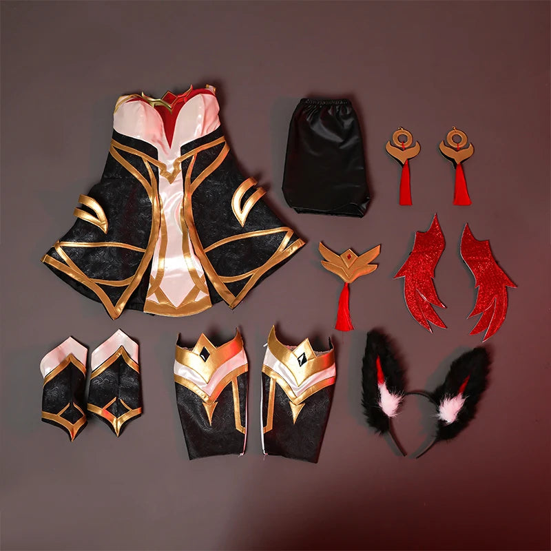 LOL Risen Legend Ahri Cosplay Costume - Nine Tailed Demon Fox Outfit for Halloween & Women-Astricos
