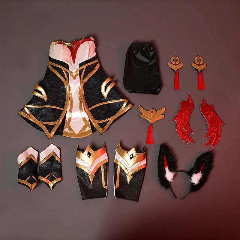 LOL Risen Legend Ahri Cosplay Costume - Nine Tailed Demon Fox Outfit for Halloween & Women-Astricos
