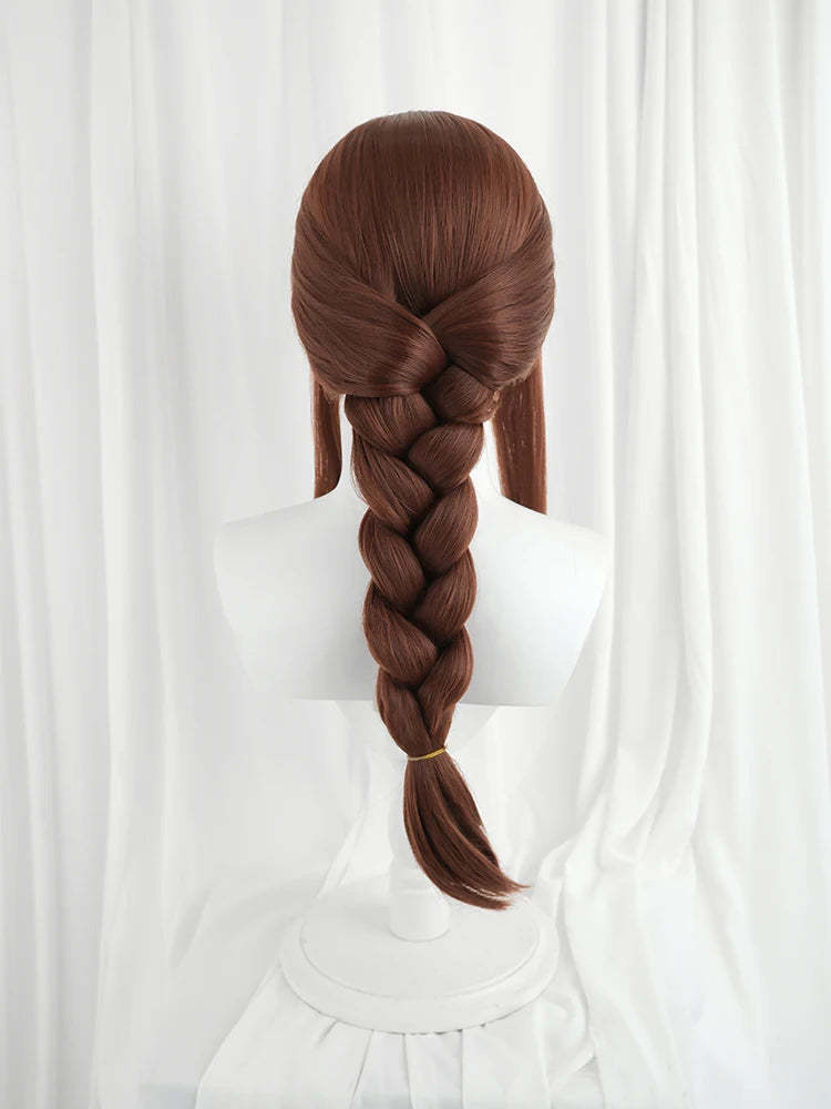 LOL Risen Legend Ahri Cosplay Wig - 65cm Brown Braided Heat Resistant Synthetic Hair for Women-Astricos