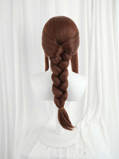 LOL Risen Legend Ahri Cosplay Wig - 65cm Brown Braided Heat Resistant Synthetic Hair for Women-Astricos