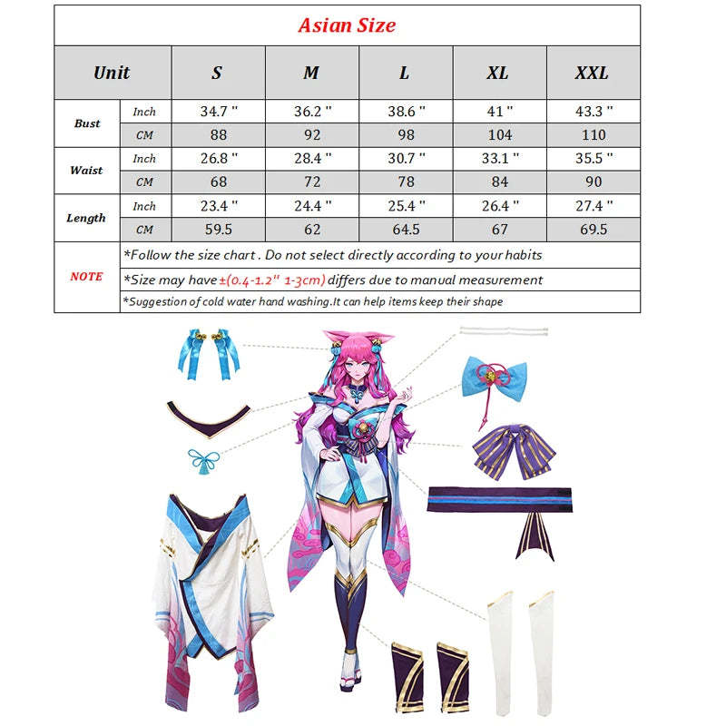 Spirit Blossom Ahri Cosplay Costume Full Set with Wig - LOL Inspired Kimono Outfit-Astricos